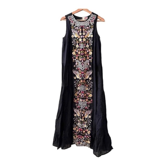 SAMANT CHAUHAN Anthropologie Black Embroidered Oversized Maxi Dress Size 4 NWT - Picture 13 of 16